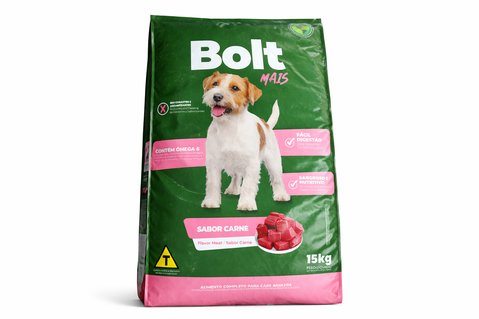  Bolt Mais Cães Adultos Sabor Carne 15kg