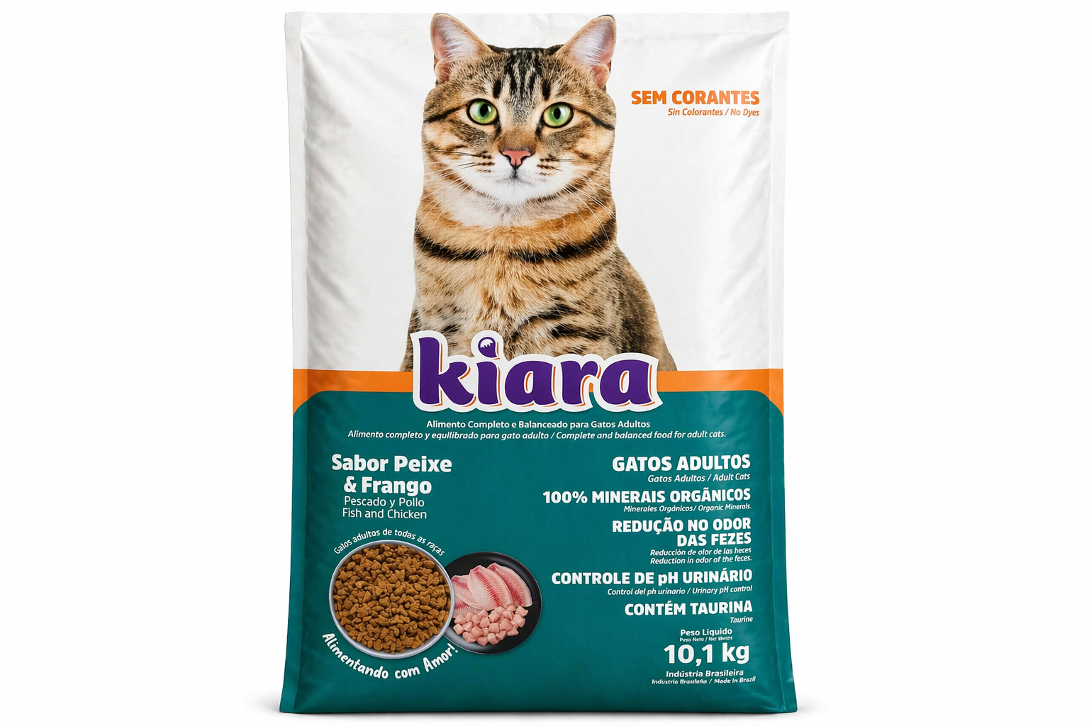 Kiara Gatos Adultos - Sabor Peixe & Frango 10,1kg