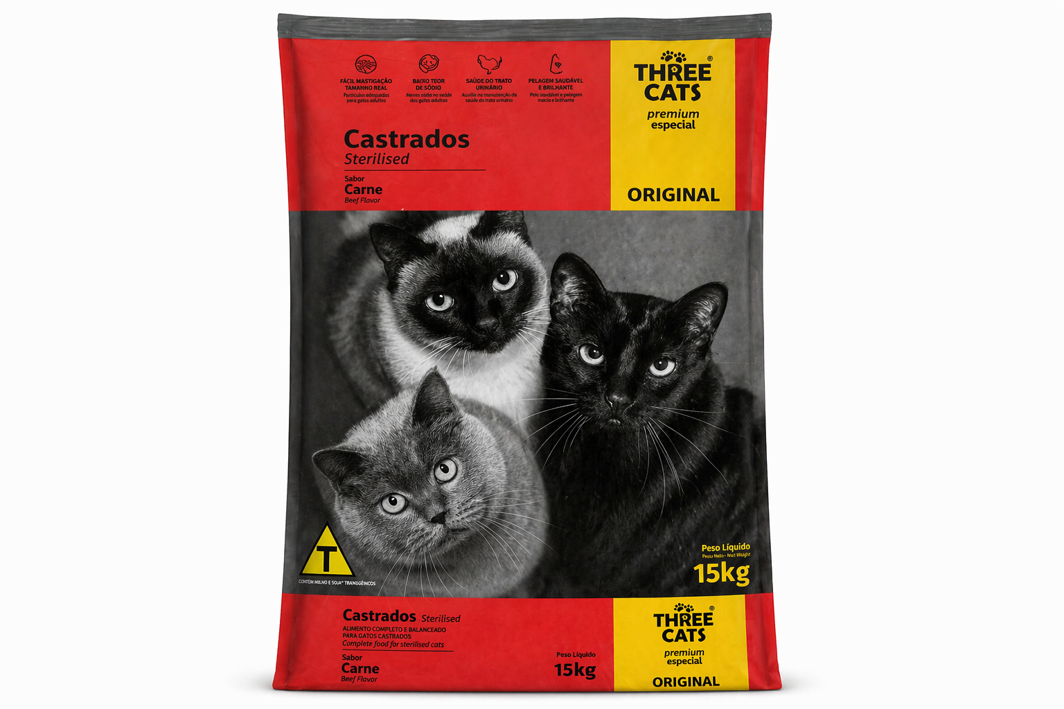Three Cats para gatos castrados de 15kg