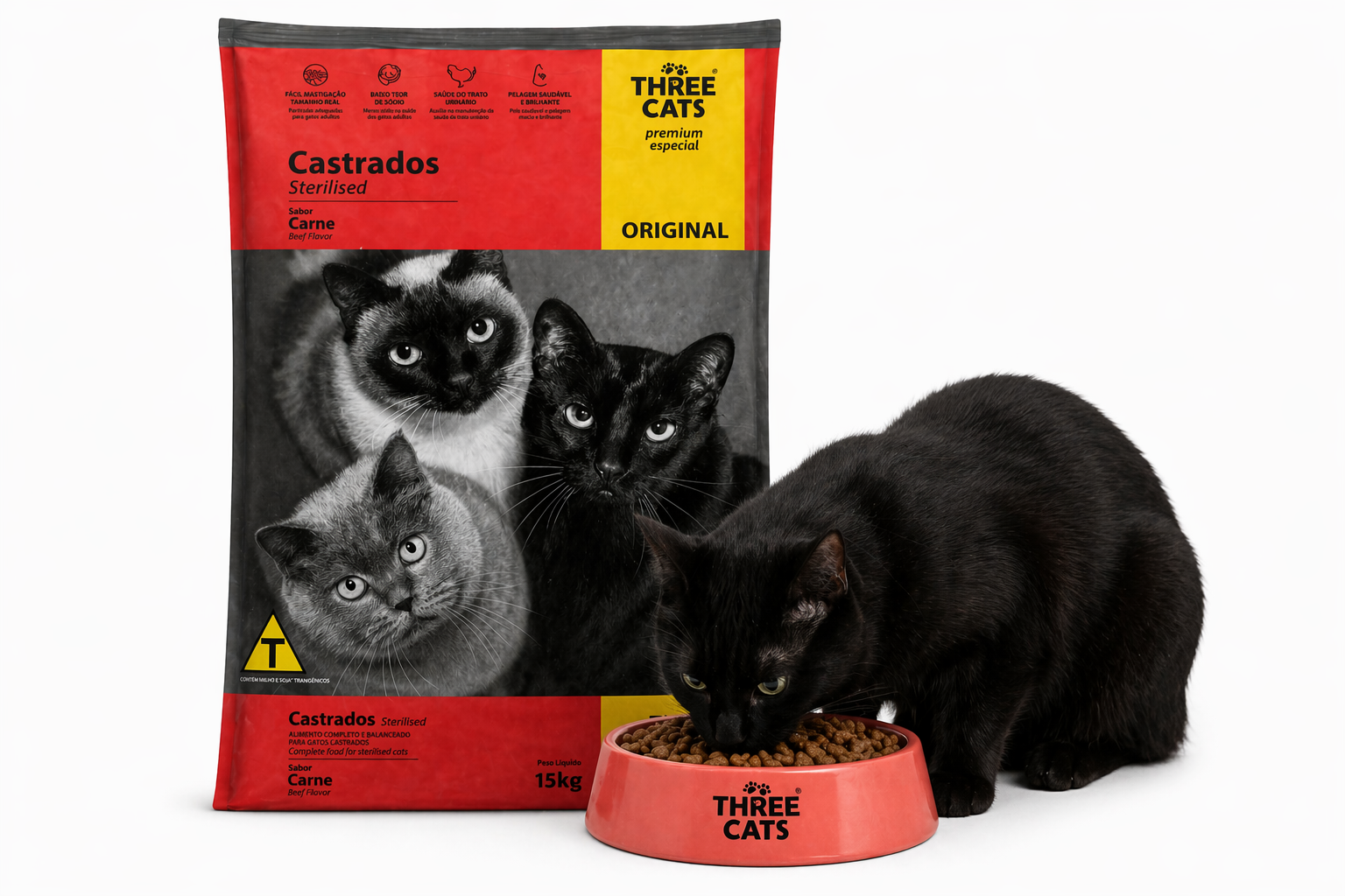 Three Cats para gatos castrados de 15kg