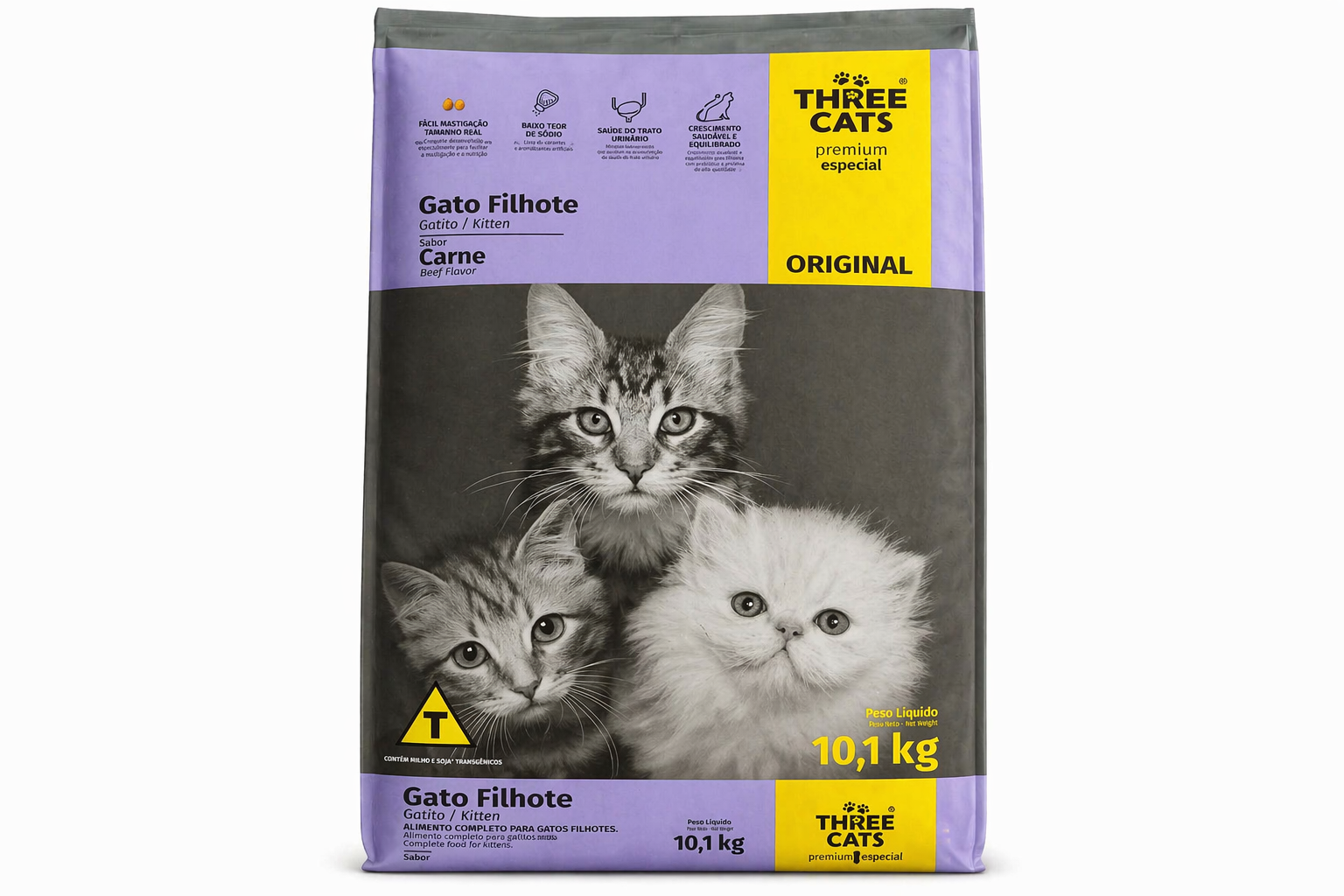 Three Cats Premium Especial Filhotes (Sabor Carne) de 10,1 kg