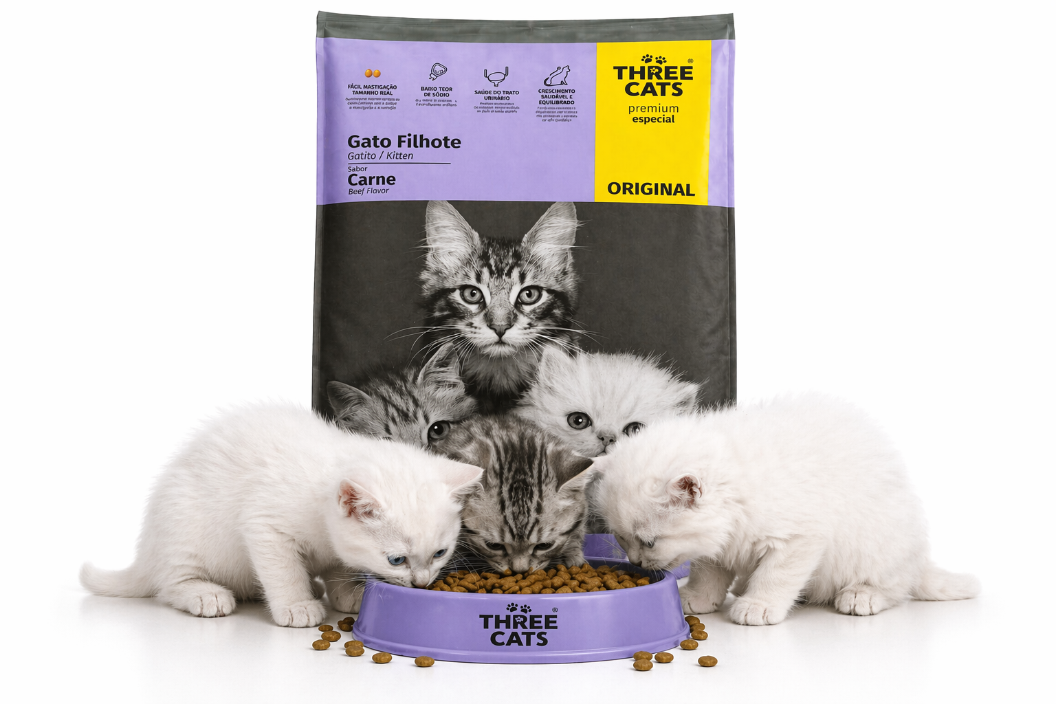 Three Cats Premium Especial Filhotes (Sabor Carne) de 10,1 kg